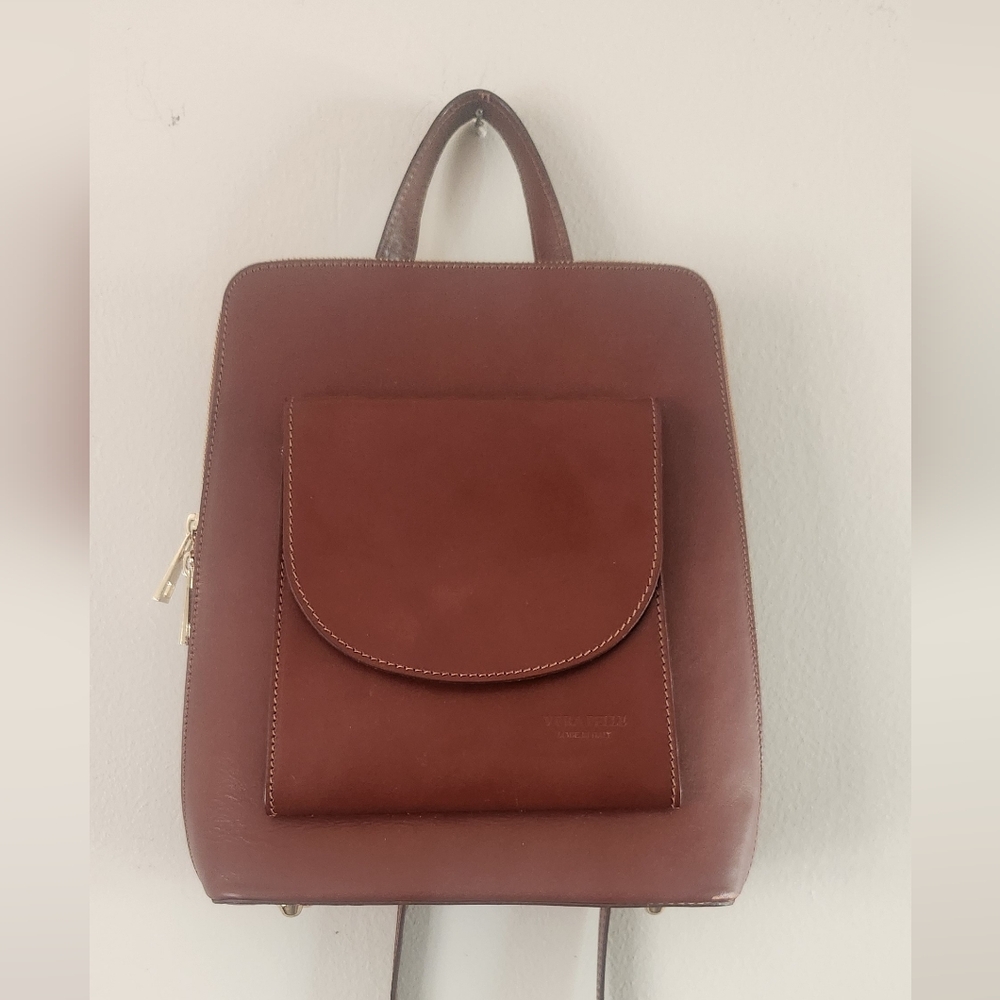 VERA PELLE Leather Mini Backpack, Made In Italy